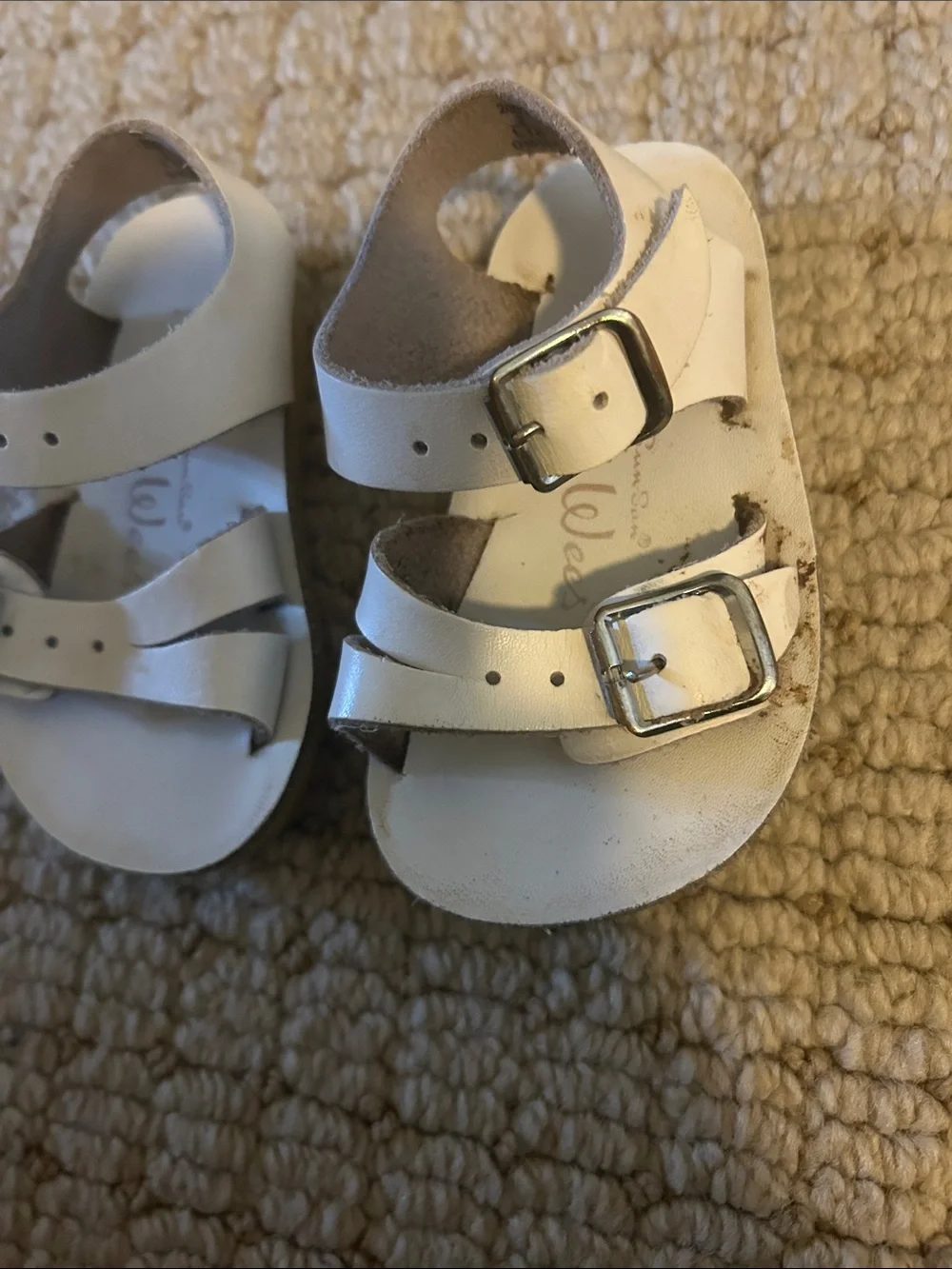 Sun Sans Sea Wee Toddlers' White Double-Buckle Leather Sandals